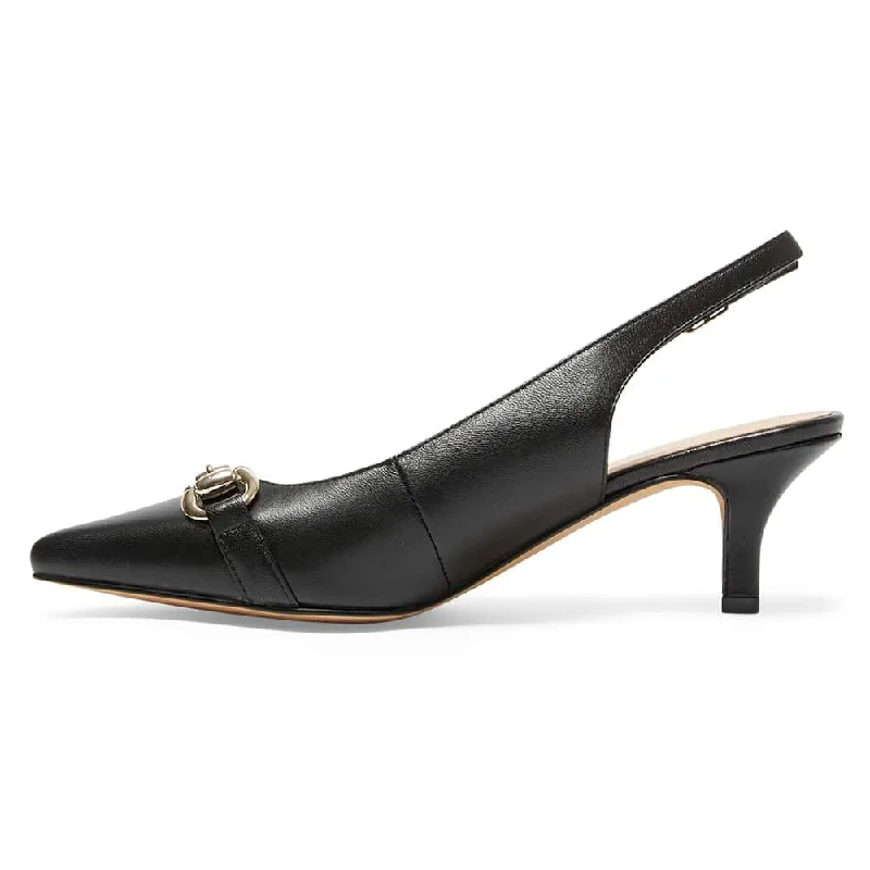 Nigella Heel in Black Leather