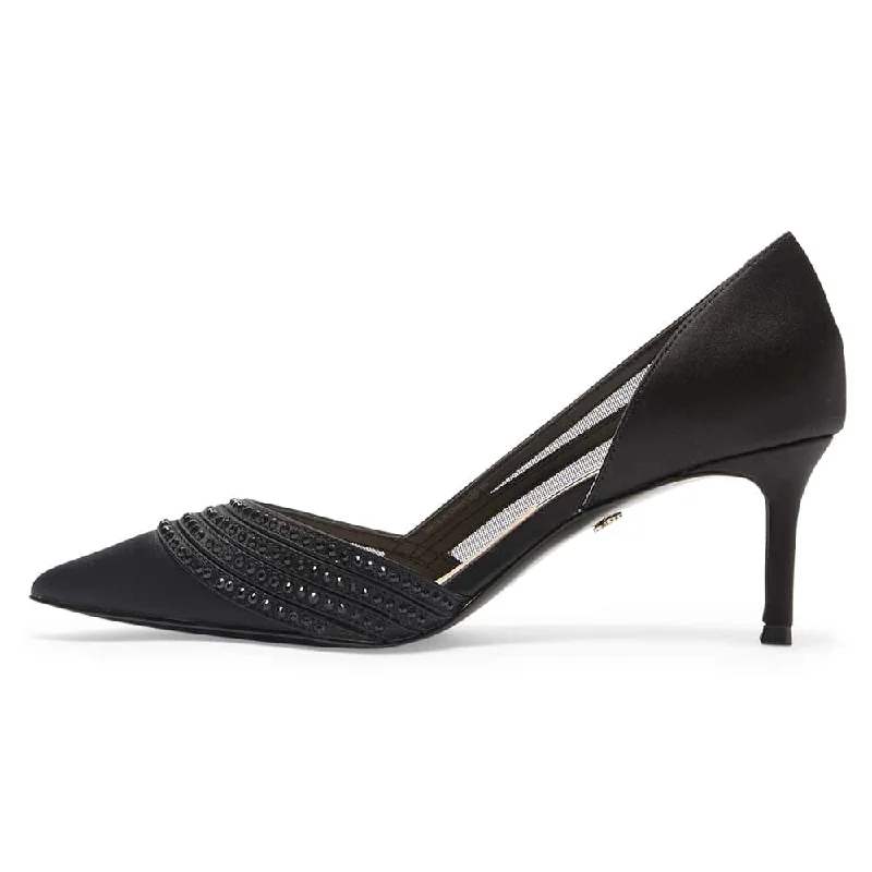 Noreen Heel in Black Satin