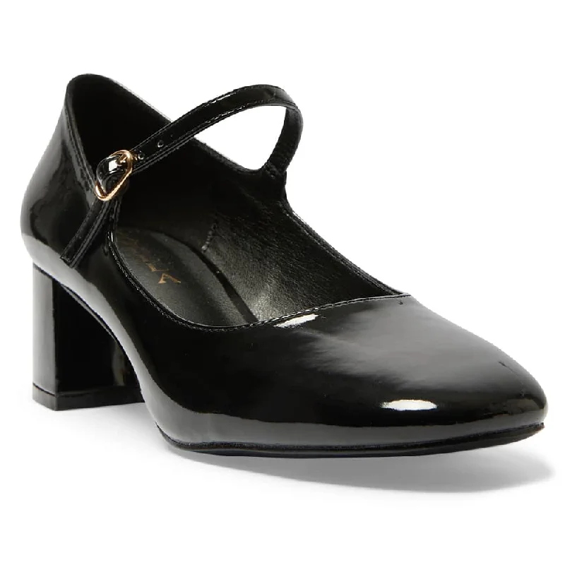 Nyla Heel in Black Patent