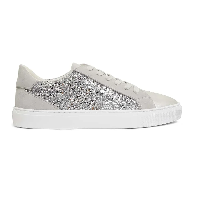 Ray Sneaker in Silver Glitter Leather