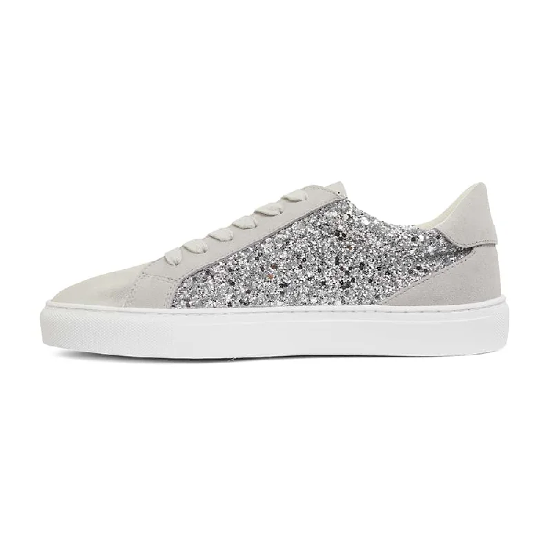 Ray Sneaker in Silver Glitter Leather