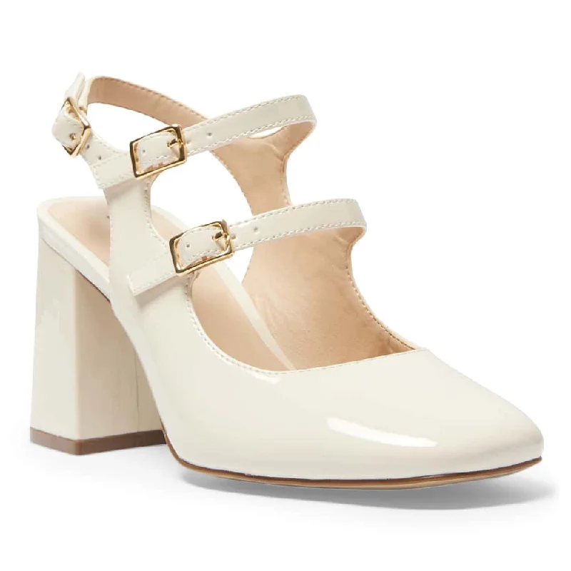 Roslyn Heel in Bone Patent