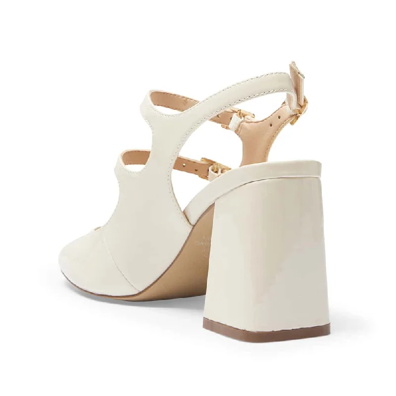 Roslyn Heel in Bone Patent