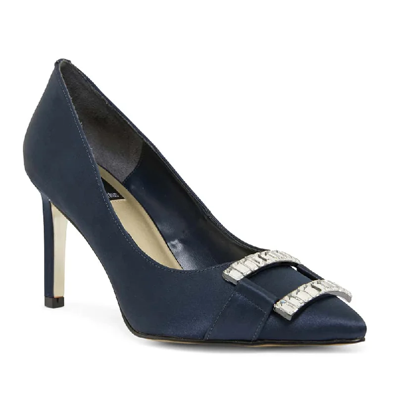 Ruby Heel in Navy Satin