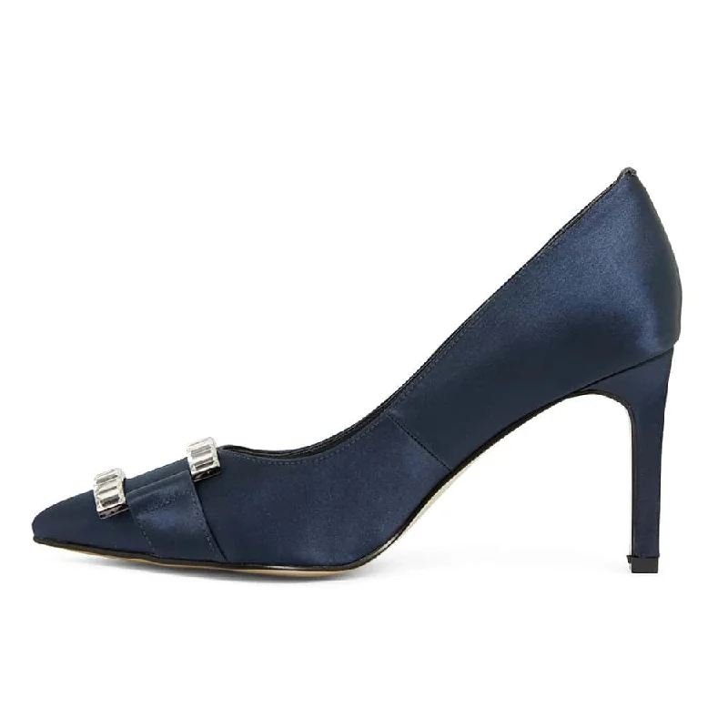 Ruby Heel in Navy Satin