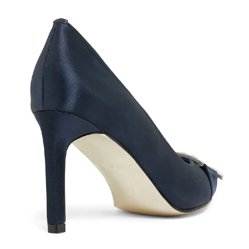 Ruby Heel in Navy Satin