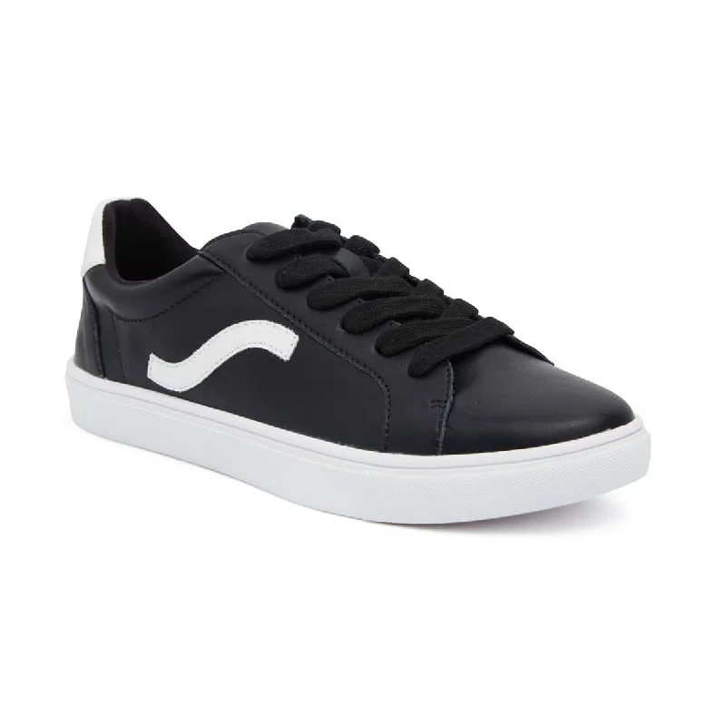 Saxon Sneaker in Black And White Leather