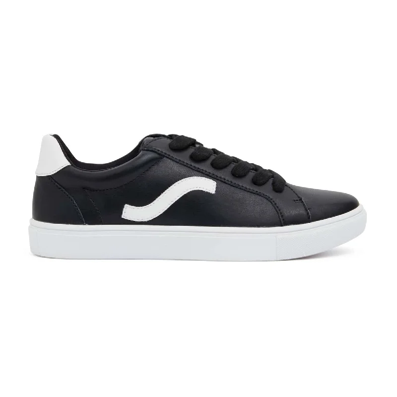 Saxon Sneaker in Black And White Leather