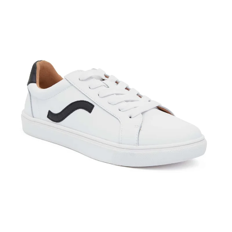 Saxon Sneaker in White And Black Leather