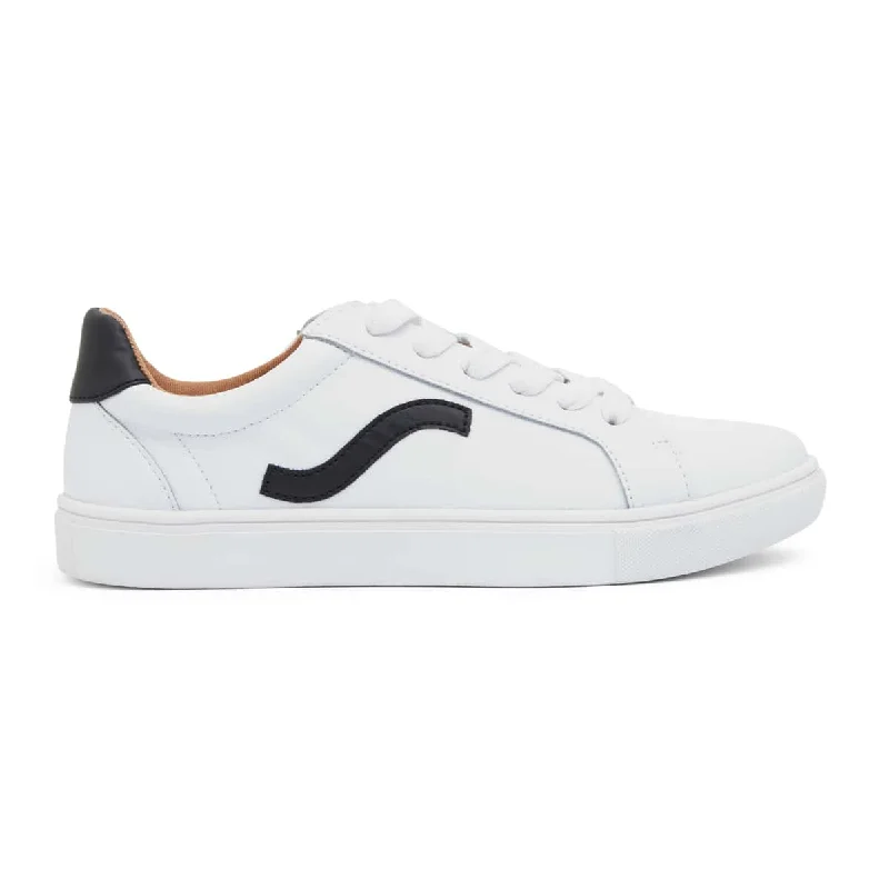 Saxon Sneaker in White And Black Leather