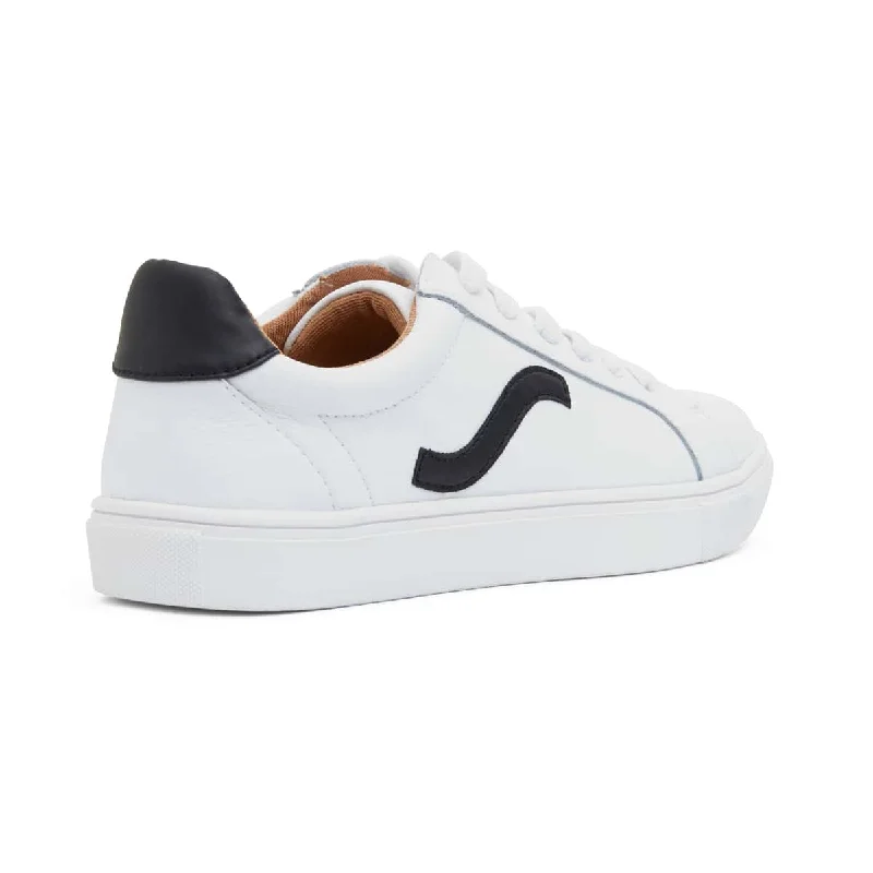 Saxon Sneaker in White And Black Leather