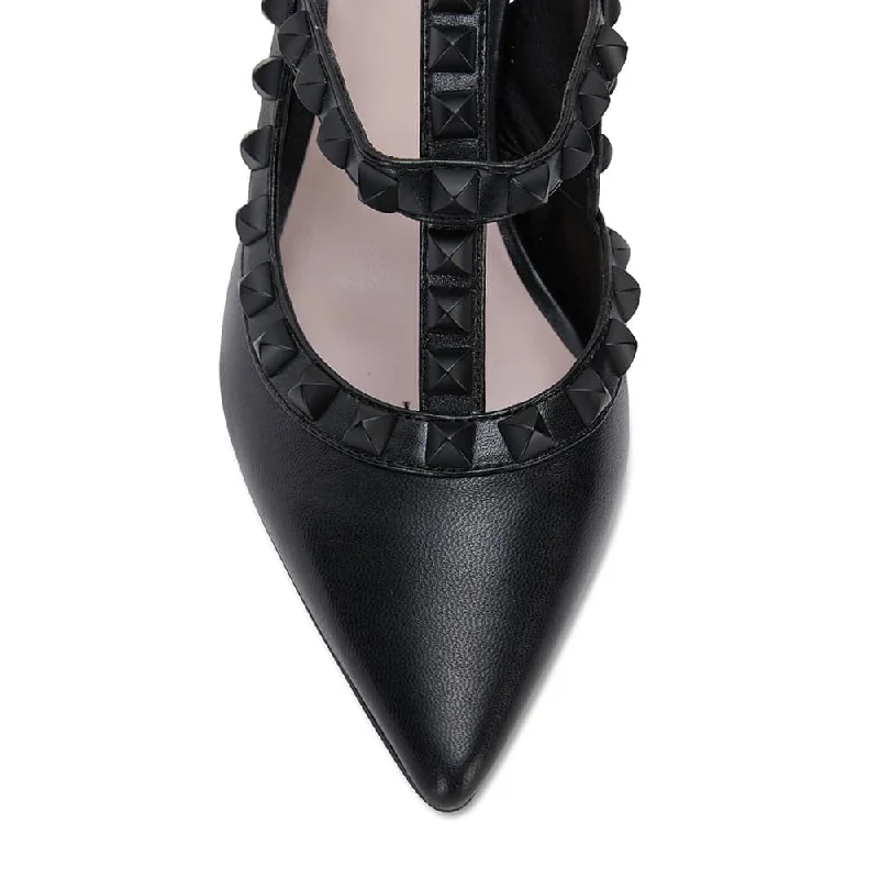 Sphinx Heel in Black Leather