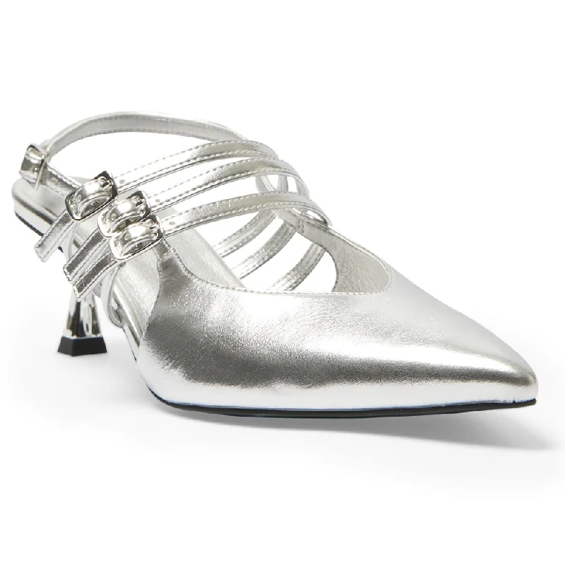 Stacey Heel in Silver Metallic