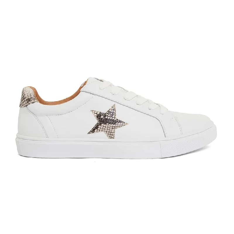 Stark Sneaker in White And Snake Print Leather