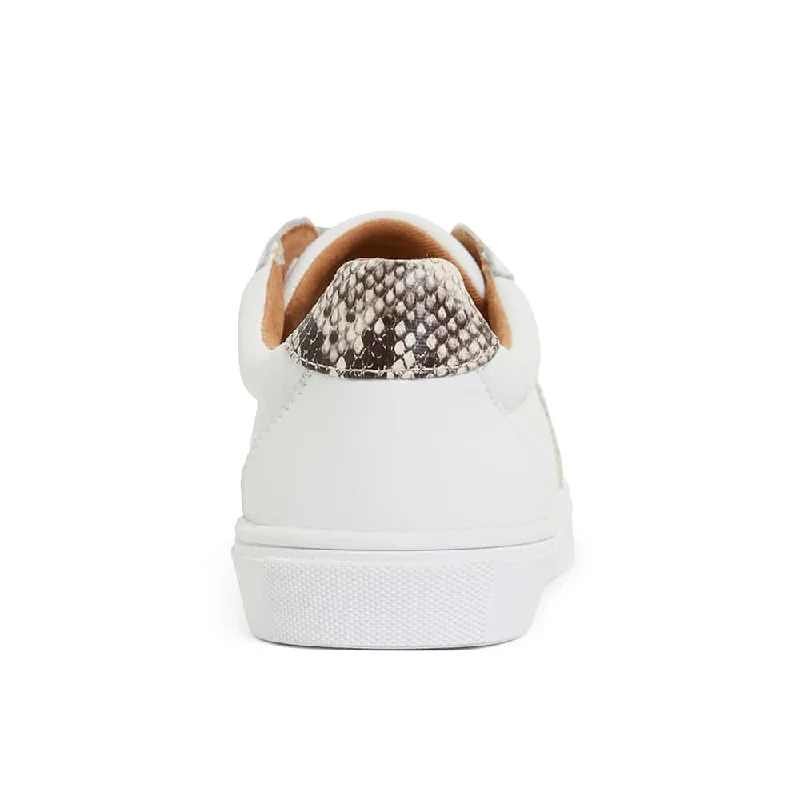 Stark Sneaker in White And Snake Print Leather