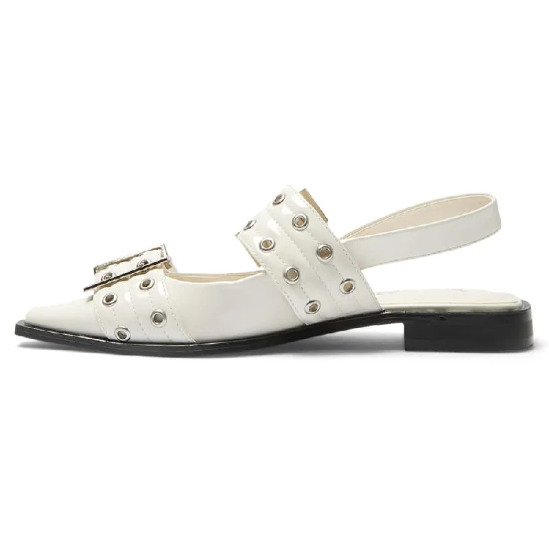 Suzie Flat in Ivory Patent