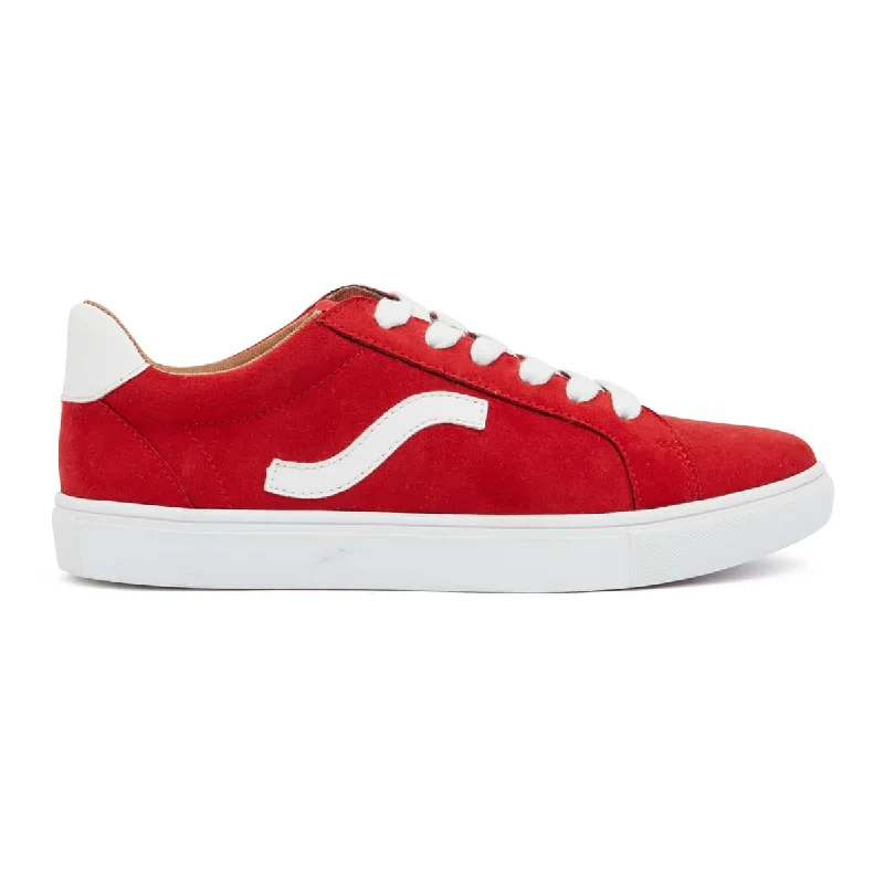 Swerve Sneaker in Red Suede