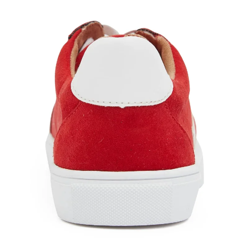 Swerve Sneaker in Red Suede