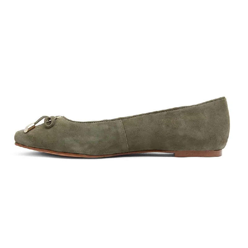 Tabbatha Flat in Khaki Suede