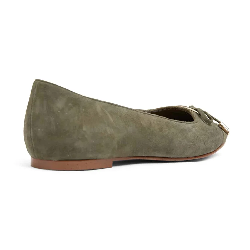 Tabbatha Flat in Khaki Suede