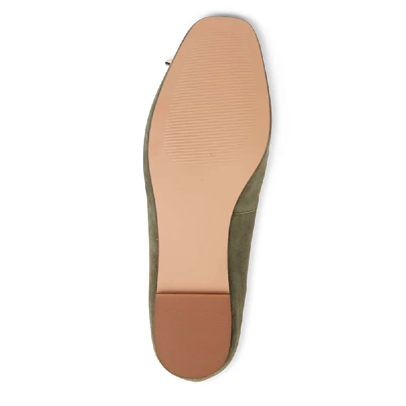 Tabbatha Flat in Khaki Suede