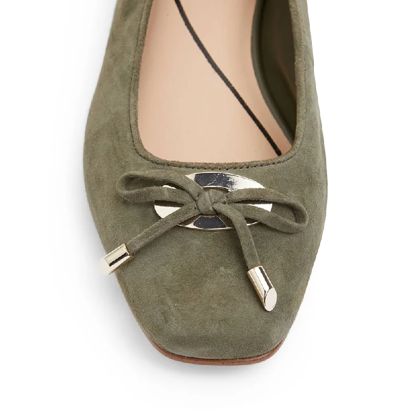 Tabbatha Flat in Khaki Suede