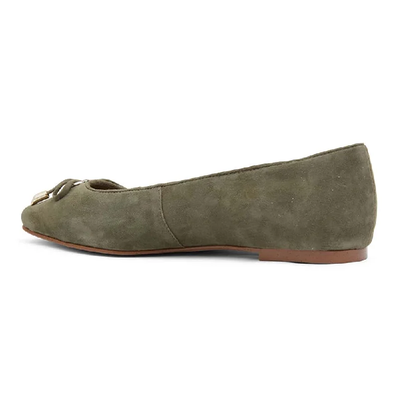 Tabbatha Flat in Khaki Suede