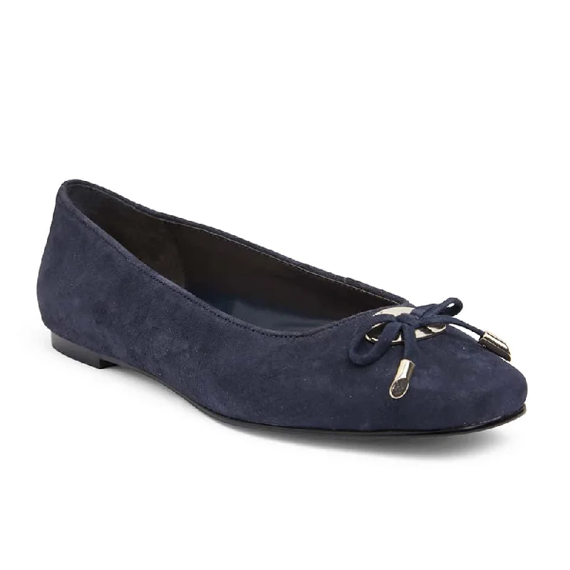 Tabbatha Flat in Navy Suede