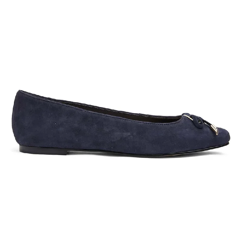 Tabbatha Flat in Navy Suede