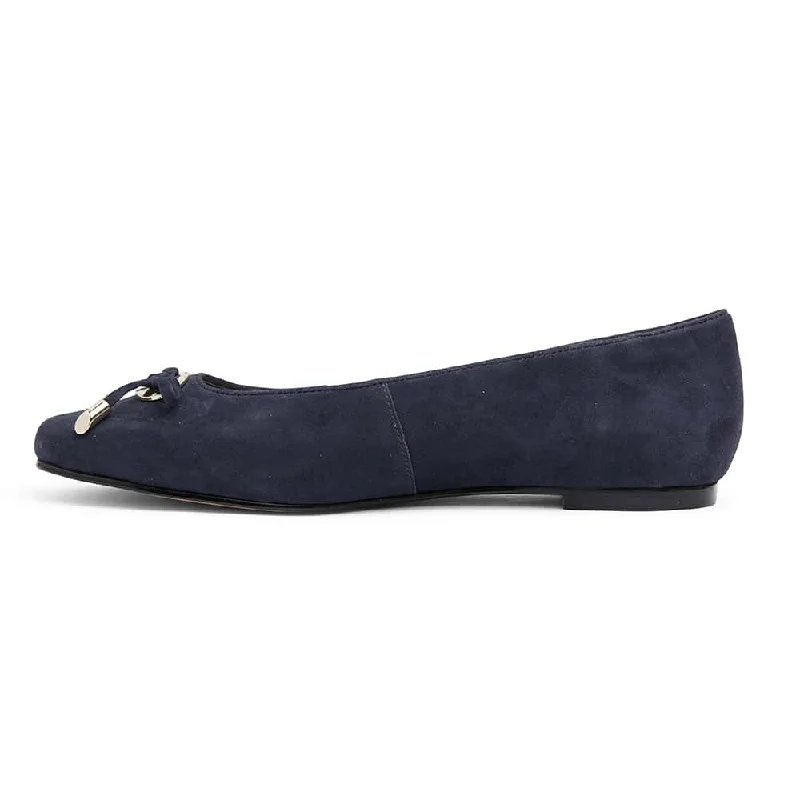 Tabbatha Flat in Navy Suede