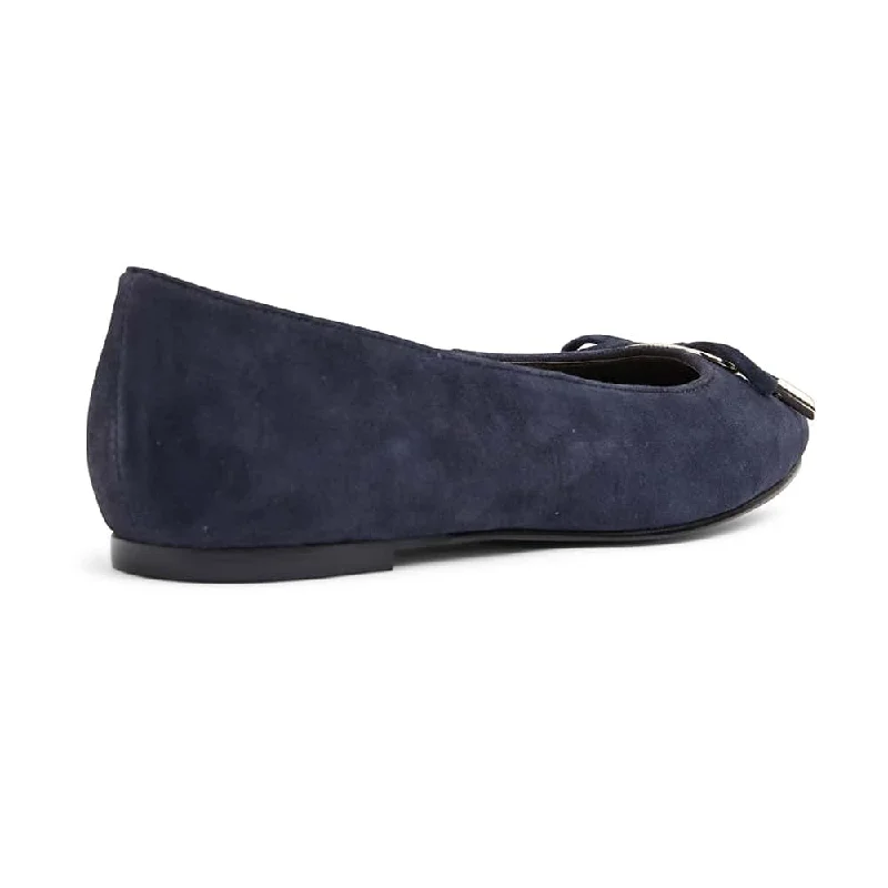 Tabbatha Flat in Navy Suede