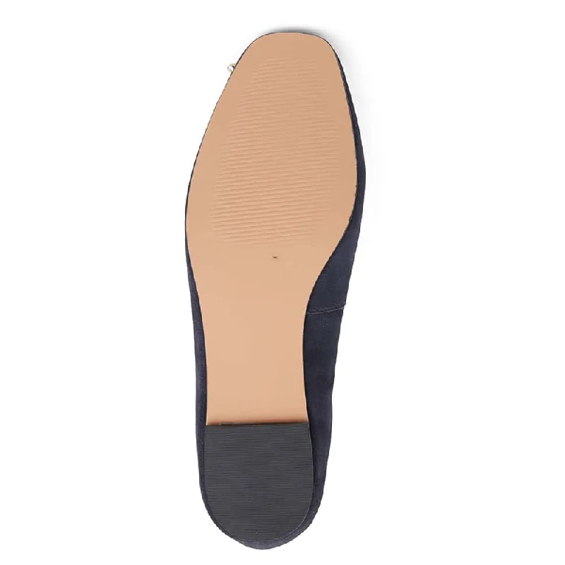 Tabbatha Flat in Navy Suede