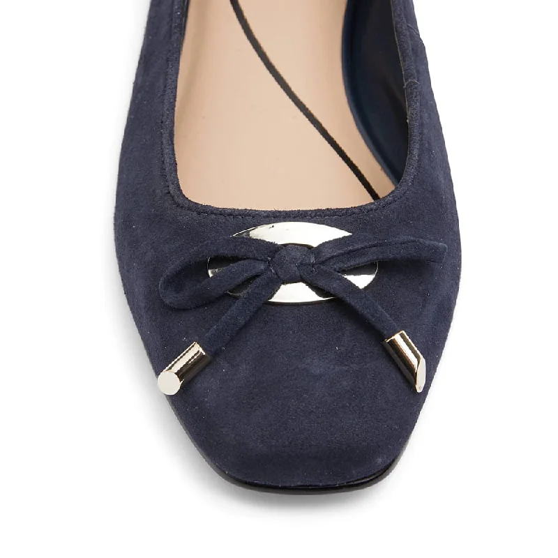 Tabbatha Flat in Navy Suede