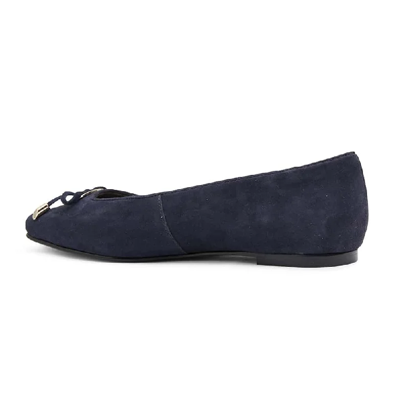 Tabbatha Flat in Navy Suede