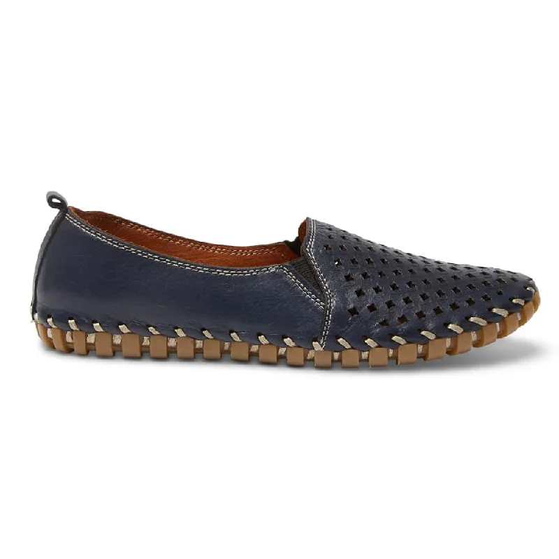 Tang Flat in Navy Leather