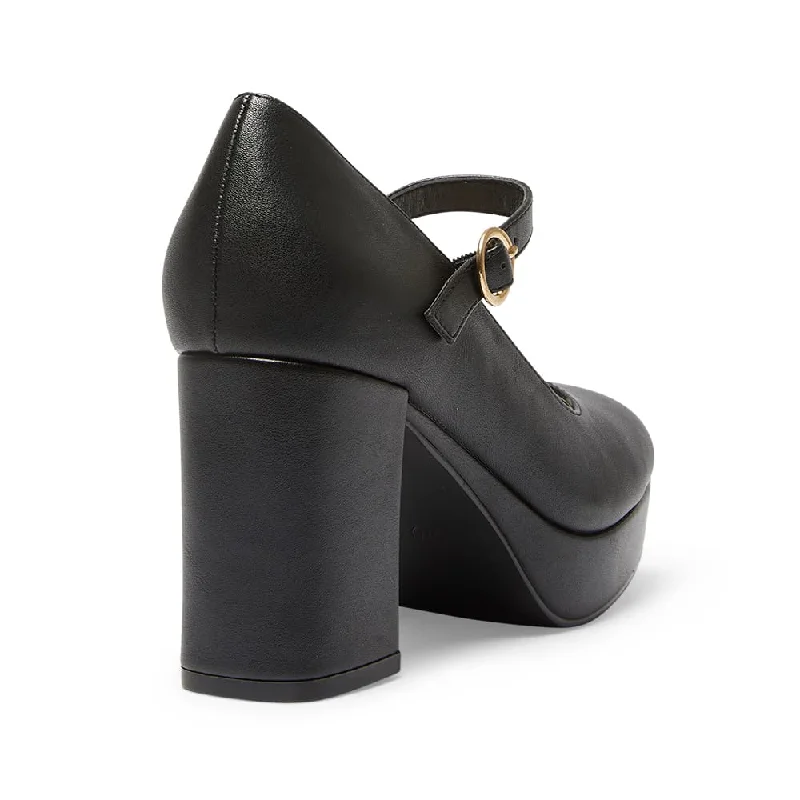 Tate Heel in Black Smooth