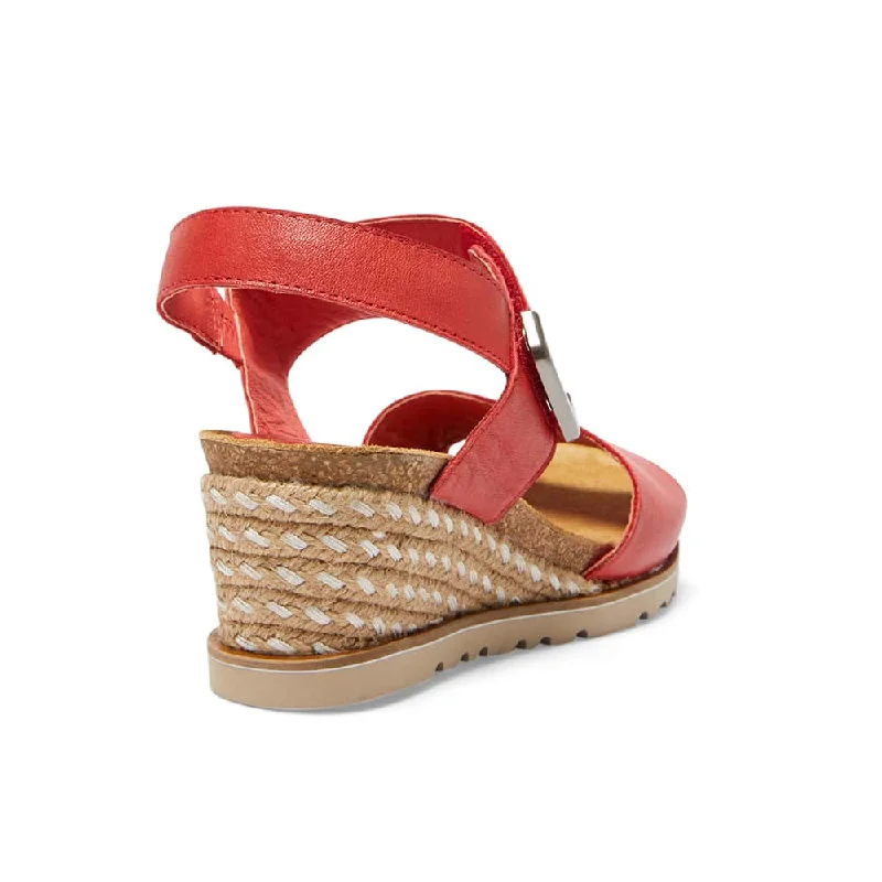 Terrace Espadrille in Red Leather