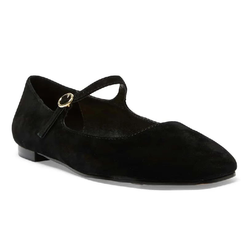 Tottie Flat in Black Suede