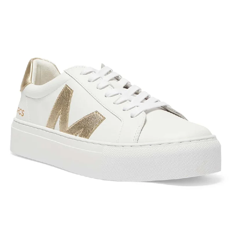 Trio Sneaker in White And Gold Leather