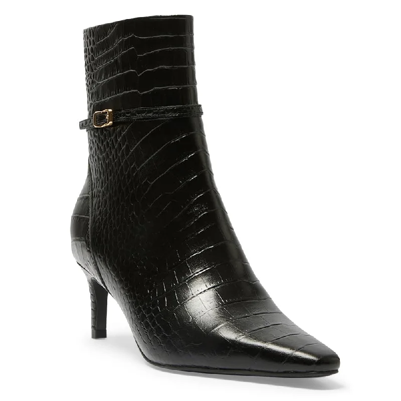 Urgent Boot in Black Croc