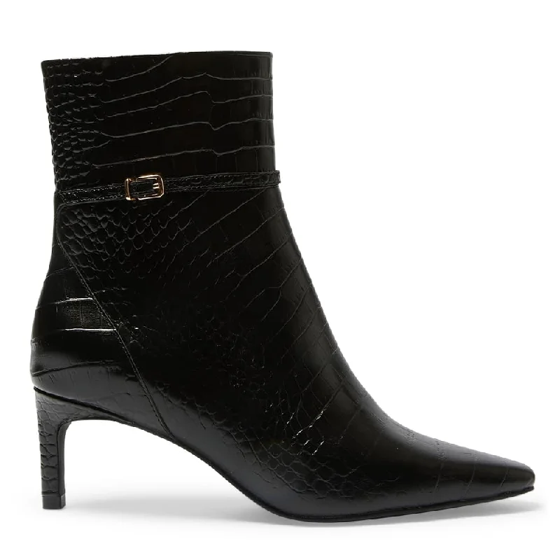 Urgent Boot in Black Croc