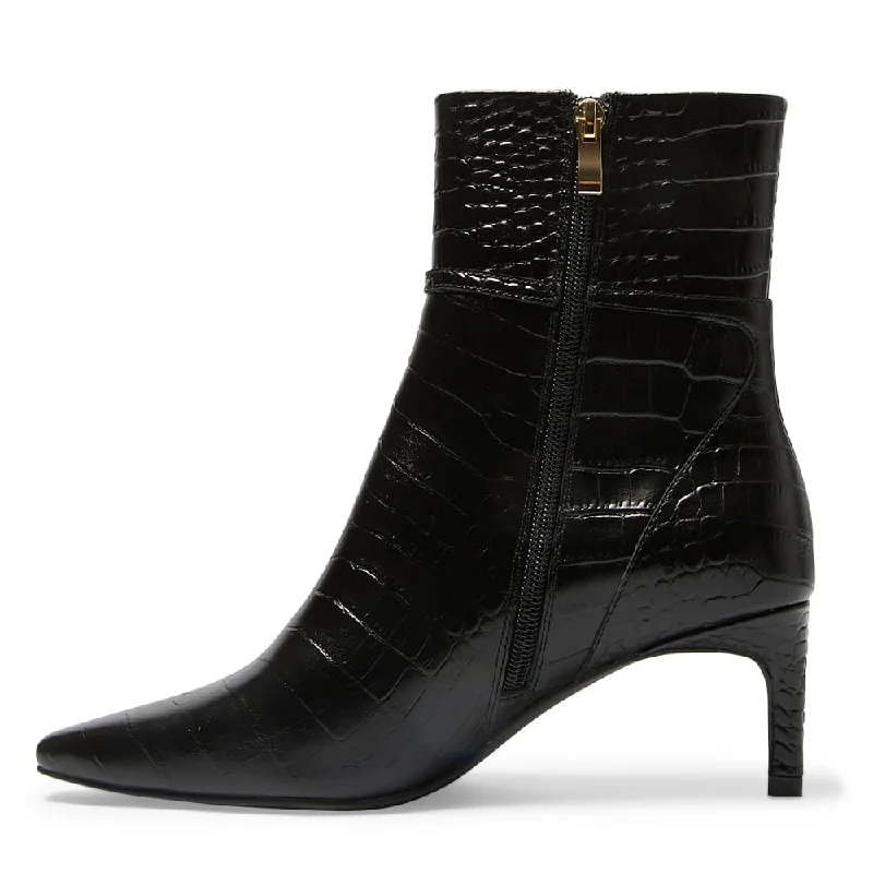 Urgent Boot in Black Croc