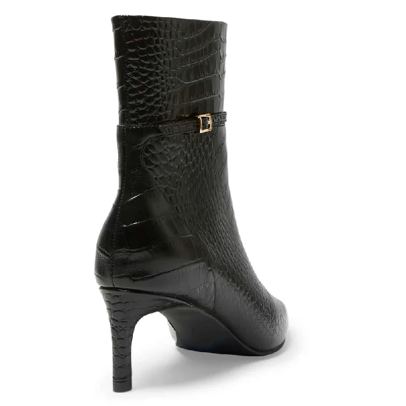 Urgent Boot in Black Croc