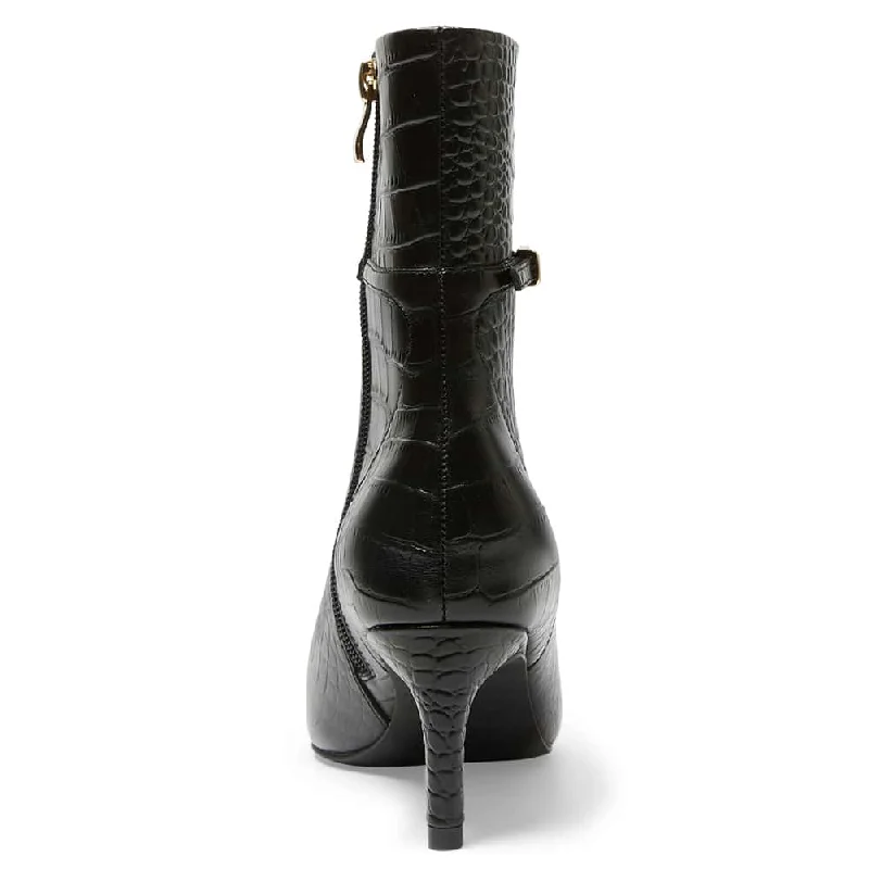 Urgent Boot in Black Croc