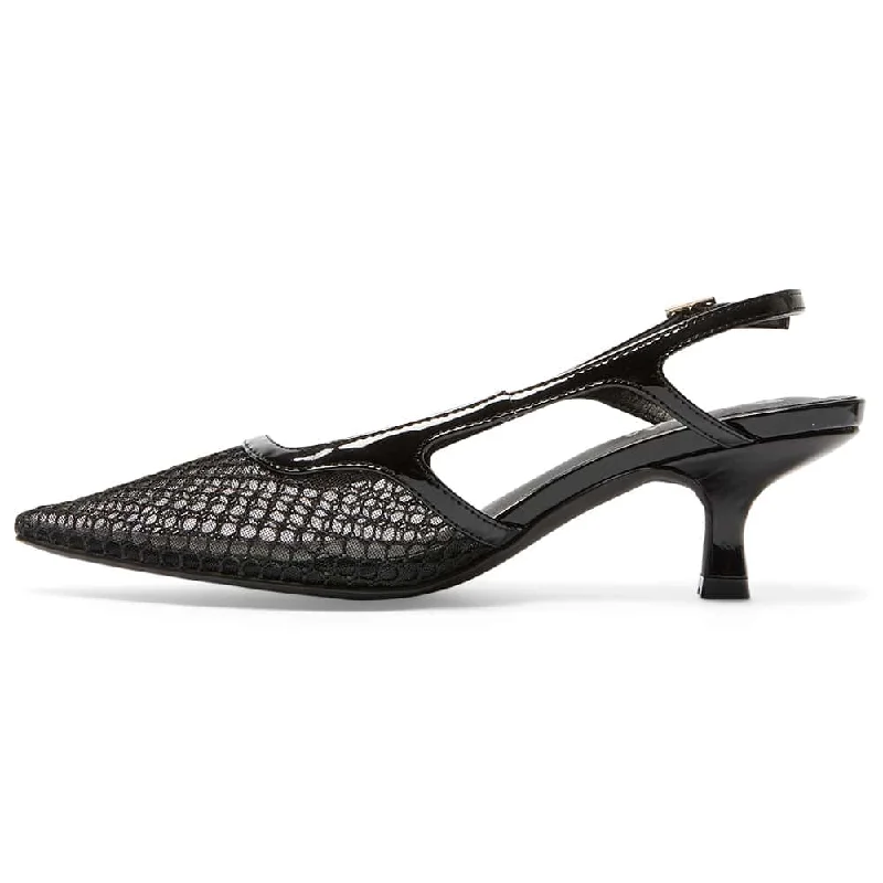 Valencia Heel in Black Mesh