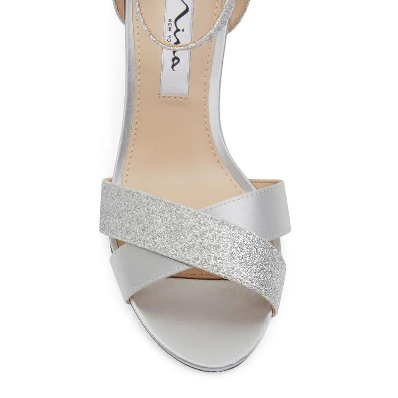 Venus Heel in Silver Satin