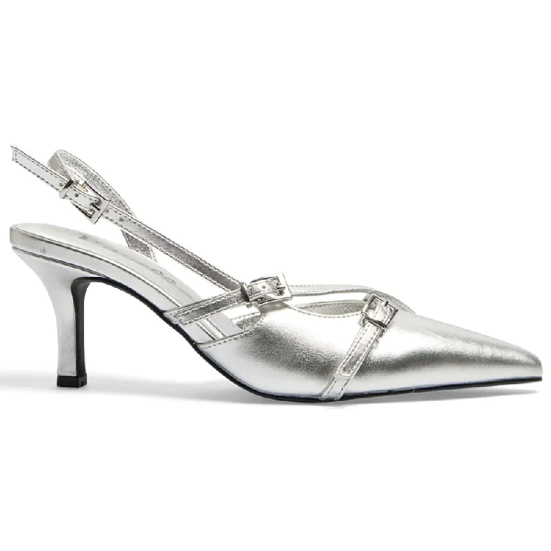 Veronica Heel in Silver Metallic