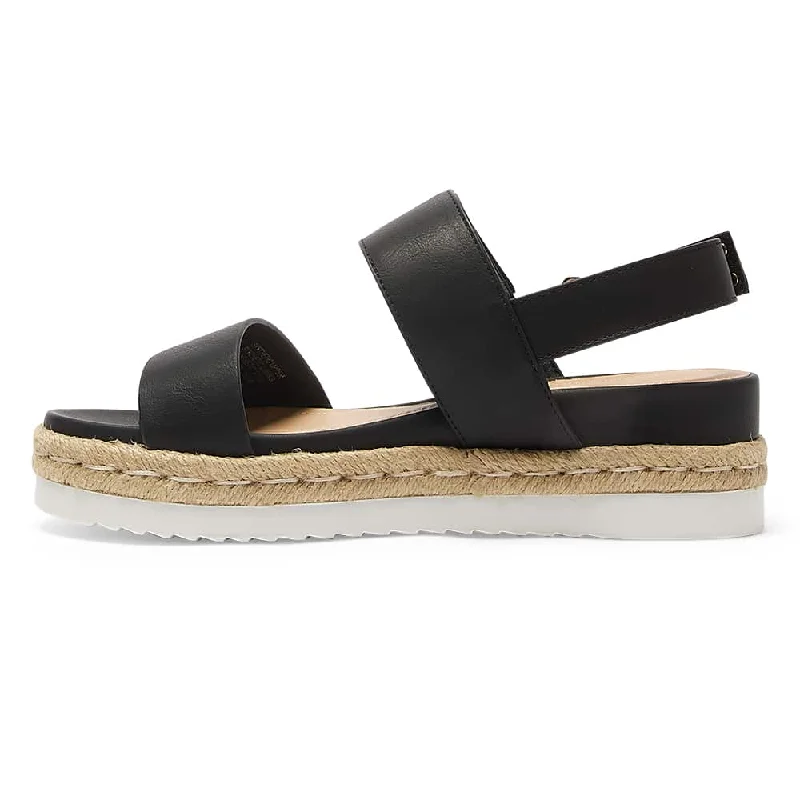 Warner Sandal in Black Smooth