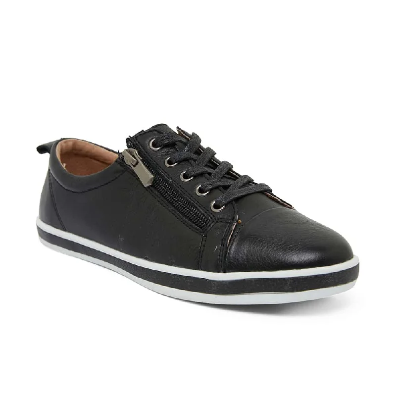 Whisper Sneaker in Black Leather