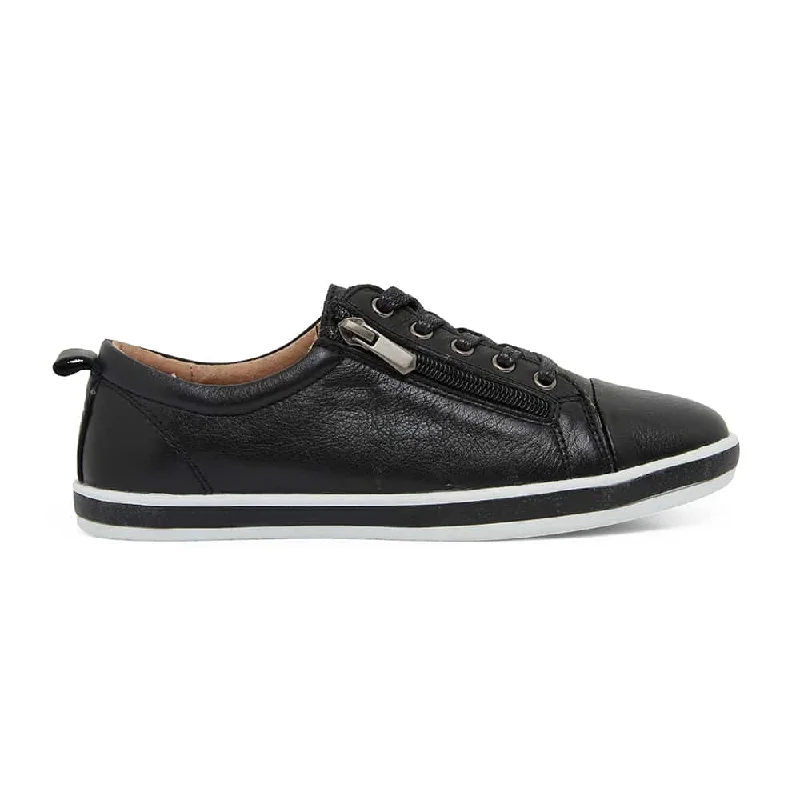 Whisper Sneaker in Black Leather